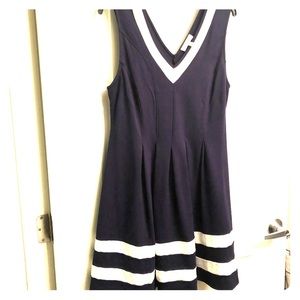 Monteau Navy dress with white accent stripes
